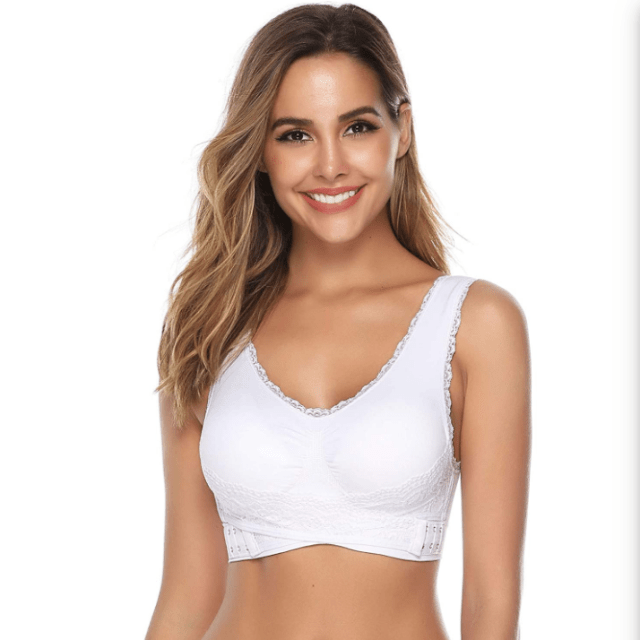 Wireless Front Cross Adjustable Side Buckle Lace Bra